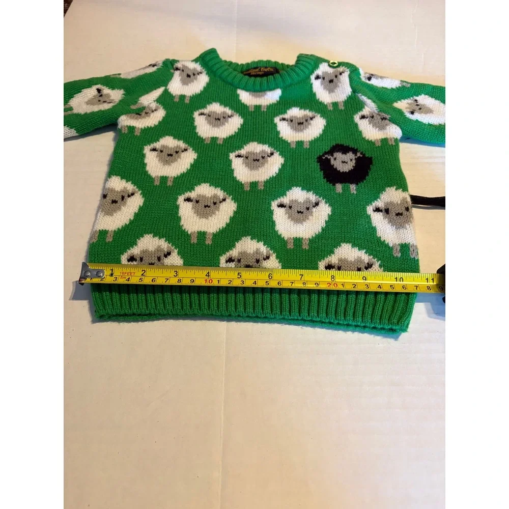 Traditional Craft Heritage Kids GreenSheep Knit Sweater Button Shoulder Size 1/2